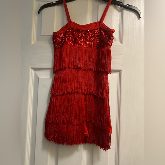 Red fringe jazz costume. Child medium. - Picture 3 of 3